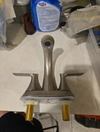 Moen Findlay Spot Resist Brushed Nickel 2 Handle High Arc Bath Faucet 84515SRN. Fixed Price $48.95.