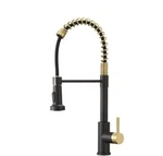 Fapully Single Handle Down Sprayer Kitchen Faucet, Spring Black Gold. Fixed Price $59.00.