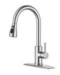 Forious Kitchen Faucets With Pull Down Sprayer, Brushed Nickel, High Arc Single. Fixed Price $71.99.
