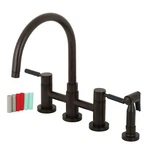 Kingston Brass KS8275DKLBS Bridge Kitchen Faucet With Sprayer, Bronze. Fixed Price $537.47.