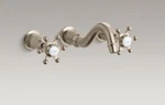 Kohler Antique K-T154-3-BV Brushed Bronze Wall Mount Bathroom Faucet Prong Hndls. Fixed Price $649.95.