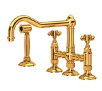 Rohl Acqui A1458XMWSIB-2 Kitchen Widespread Bridge Faucet Spray Italian Brass. Fixed Price $1098.00.