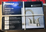 Peerless Apex Two Handle Centerset Bathroom Faucet P99694LF-BN, Brushed Nickel. Fixed Price $50.00.