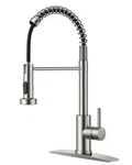 Brushed Nickel Kitchen With Pull Down Sprayer, Stainless Steel Faucets. Fixed Price $55.25.