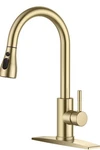 New Forious Gold Kitchen Faucet With Pull Down Sprayer FF0200G. Fixed Price $49.98.
