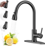 Matte Black Kitchen Faucet, Sink With Pull Down Sprayer Single Ha. Fixed Price $65.16.
