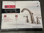 Delta Windemere Brushed Nickel 2-HANDLE Widespread High-arc Bathroom Faucet. Fixed Price $109.00.