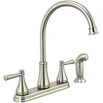Moen 87292SRS Stevie 2-HANDLE High Arc Kitchen Faucet W Side Spray- Stainless. Fixed Price $136.00.
