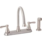 Home Impressions 2-HANDLE Traditional Lever Kitchen Faucet Side Spray, Brushed. Fixed Price $81.65.