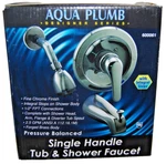 Aqua Plumb Single Handle Tub & Shower Polished Chrome Faucet New Box S7316. Fixed Price $89.99.
