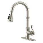 Bwe Brushed Nickel Kitchen Faucet Pull Down Sprayer Solid Brass Single Handle. Fixed Price $128.88.