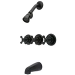 Kingston Brass KB235AX Tub And Shower Faucet With 3-CROSS Assorted Colors. Fixed Price $242.25.