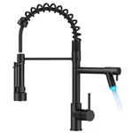 Forious Pull Out Kitchen Faucet W/ Led Light Single Handle Black 45HHDB. Fixed Price $54.99.
