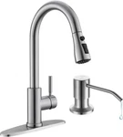Kitchen Faucet With Soap Dispenser, Stainless Steel Sink Pul. Fixed Price $109.99.