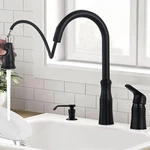 Kitchen Sink Faucet Pull Out Sprayer Single Handle Mixer Tap With Soap Dispenser. Fixed Price $23.39.