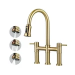 Bridge Faucet For Kitchen Sink: Iviga Gold Farmhouse 3 Hole Wi.... Fixed Price $249.93.