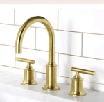 Water Creation F2-0014 Widespread Deck Mount Lavatory Faucet Satin Gold. Fixed Price $139.95.