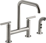 Kohler K-7548-4-VS Purist Deck-mount Bridge Faucet , Vibrant Stainless. Fixed Price $594.15.