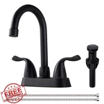 Hotis Matte Black 4" Centerset Bathroom Faucet 2-HANDLE 3-HOLE. Fixed Price $75.99.