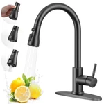Arofa Matte Black Kitchen Faucet, Sink With Pull Down Sprayer .... Fixed Price $73.76.