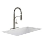 Kohler Provo Semi-professiona Pulldown Kitchen Faucet, Stainless Steel R43211-VS. Fixed Price $139.95.