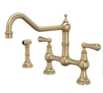 Perrin Rowe Edwardian U.4764L-SEG-2 Widespread Bridge Kitchen Faucet Satin Gold. Fixed Price $1927.80.