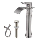 Bwe Vessel Sink Faucet Brushed Nickel Single Hole Commercial Waterfall Bathroom. Fixed Price $113.22.
