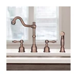 Akicon Two-handles Antique Copper Widespread Kitchen Faucet With Side Sprayer. Fixed Price $388.52.