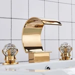 Bathroom Basin Sink Faucet Waterfall 3 Holes 2 Handles Mixer Tap Gold Finish. Fixed Price $45.99.