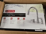 Delta Kate 16970-SD-DST Pull-down Kitchen Faucet With Soap Dispenser Chrome. Fixed Price $200.00.