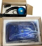 Kraus Irruption Rectangular Glass Vessel Sink And Waterfall Faucet Blue Chrome. Fixed Price $159.99.