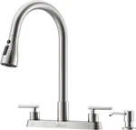 Appaso 2 Handle Kitchen Faucet With Sprayer, 4-HOLE Brushed Nickel. Fixed Price $122.99.