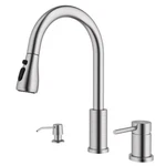 3 Hole Kitchen Faucet, Brushed Nickel. Fixed Price $229.49.