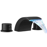 Led Waterfall Bathroom Sink Faucet 3 Hole 2 Handle Vanity Basin Mixer Taps Black. Fixed Price $39.99.