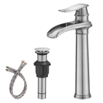 Bwe Vessel Sink Faucet Brushed Nickel Tall Waterfall Bathroom Deck Mount. Fixed Price $154.77.