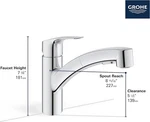Grohe Chrome Eurosmart Kitchen Faucet 30306001 1.75 Gpm Hole Pull Out. Fixed Price $120.00.