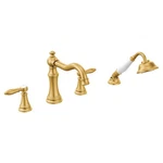Moen TS21104BG Brushed Gold Two-handle Roman Tub Faucet Includes Shower. Fixed Price $2908.68.