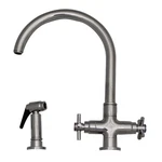 Whitehaus 3-0395485 Chrome Luxe+ Dual Handle Faucet With Gooseneck Swivel Spout. Fixed Price $399.00.