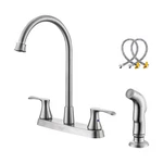Kitchen Faucet 2 Handle Brushed Nickel Side Sprayer 4 KF06 Kirlystone Holes. Fixed Price $89.99.