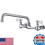Bwe Kitchen Faucet Wall Mount 12" Swivel Spout 8" Center 2-HANDLE Commercial Chr. Fixed Price $105.84.
