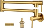 Pot Filler Faucet Solid Brass Made, Aleasha Brushed Gold Kitchen Sink. Fixed Price $165.97.