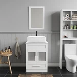 24 Bathroom Vanity Single Cabinet With Vessel Sink Mirror Combo Faucet Drain. Fixed Price $232.49.