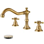 Gotonovo 3 Hole Widespread Bathroom Sink Faucet Double Cross Antique Brass. Fixed Price $90.89.