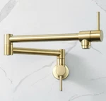 Haiyunda Pot Filler Faucet Wall Mount Folding Brass Brushed Gold Kitchen. Fixed Price $55.00.