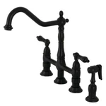 Kingston Brass KS1270PKLBS Duchess Bridge Kitchen Faucet With Sprayer. Fixed Price $375.18.