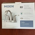 New Moen Oxby WS84660 Brushed Nickel Finish Two Handle Bathroom Faucet B129. Fixed Price $76.46.