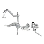Kingston Brass Bel-air Wall Mount Bridge Kitchen Faucet With Sprayer. Fixed Price $435.87.