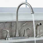 Valisy 3/4-HOLE 2-HANDLE Kitchen Faucet W/side Sprayer, Brushed Nickel, Commerci. Fixed Price $64.48.