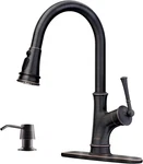 Appaso Brzone Kitchen Faucet With Soap Dispenser, Oil Rubbed Bronze Sink. Fixed Price $136.99.