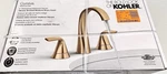 Kohler Cursiva 8" Double Handle Bathroom Faucet In Vibrant Brushed Moderne Brass. Fixed Price $129.95.